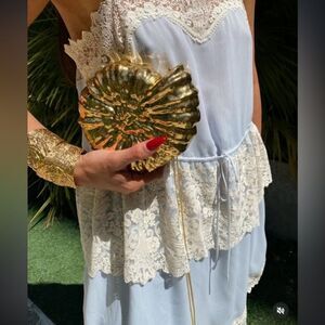 Nwt ZARA METALLIC SHELL CLUTCH